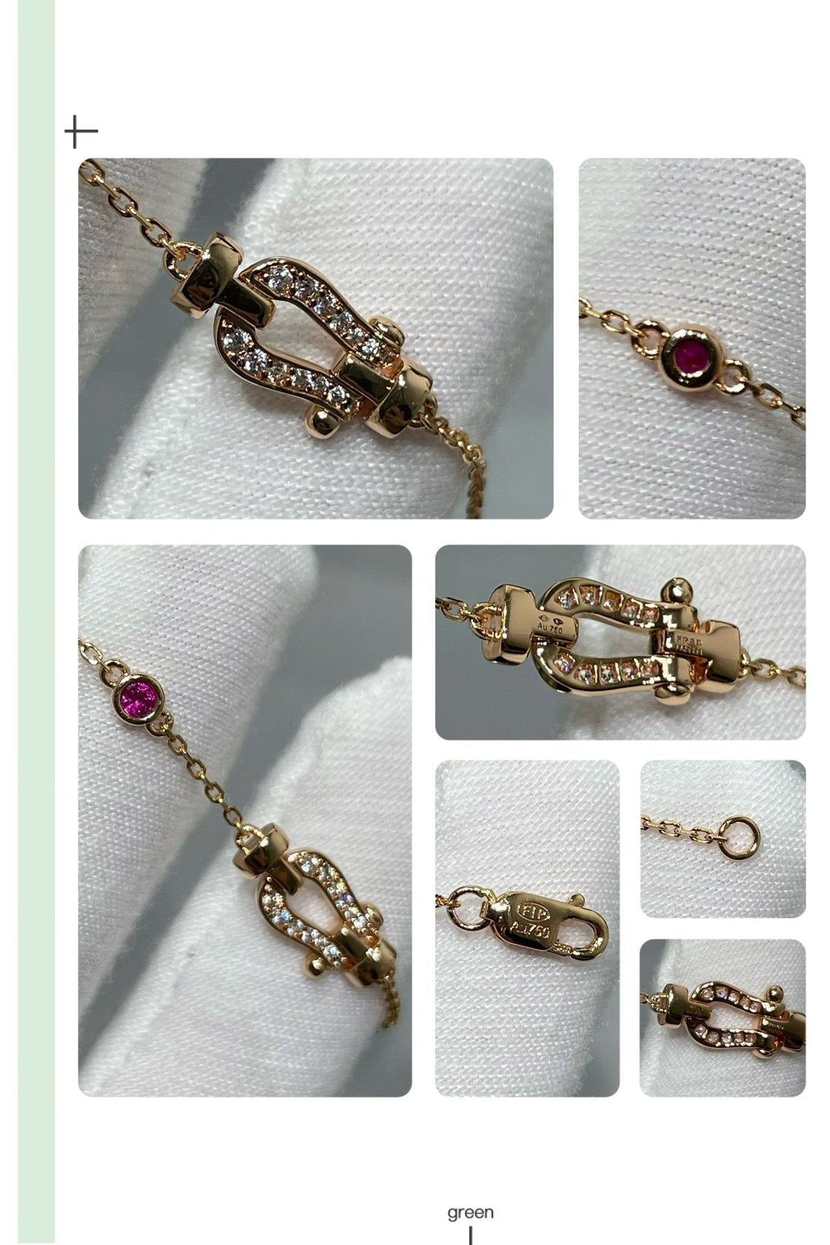 [Elowen jewelsry ]FORCE 10 DIAMOND CHAIN LINK PINK GOLD BRACELET