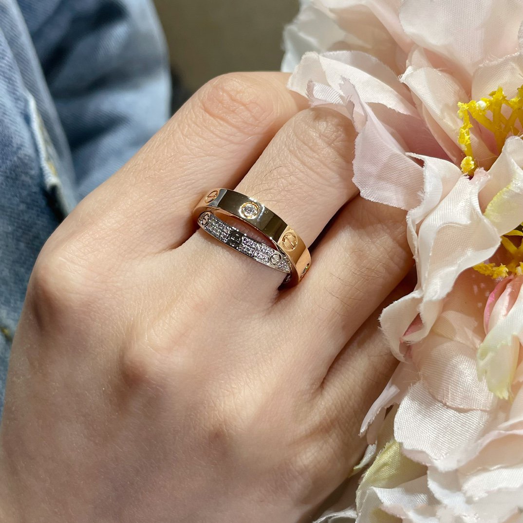 [Elowen jewelsry ]LOVE ピンクゴールド シルバー ダイヤモンド ダブルリング