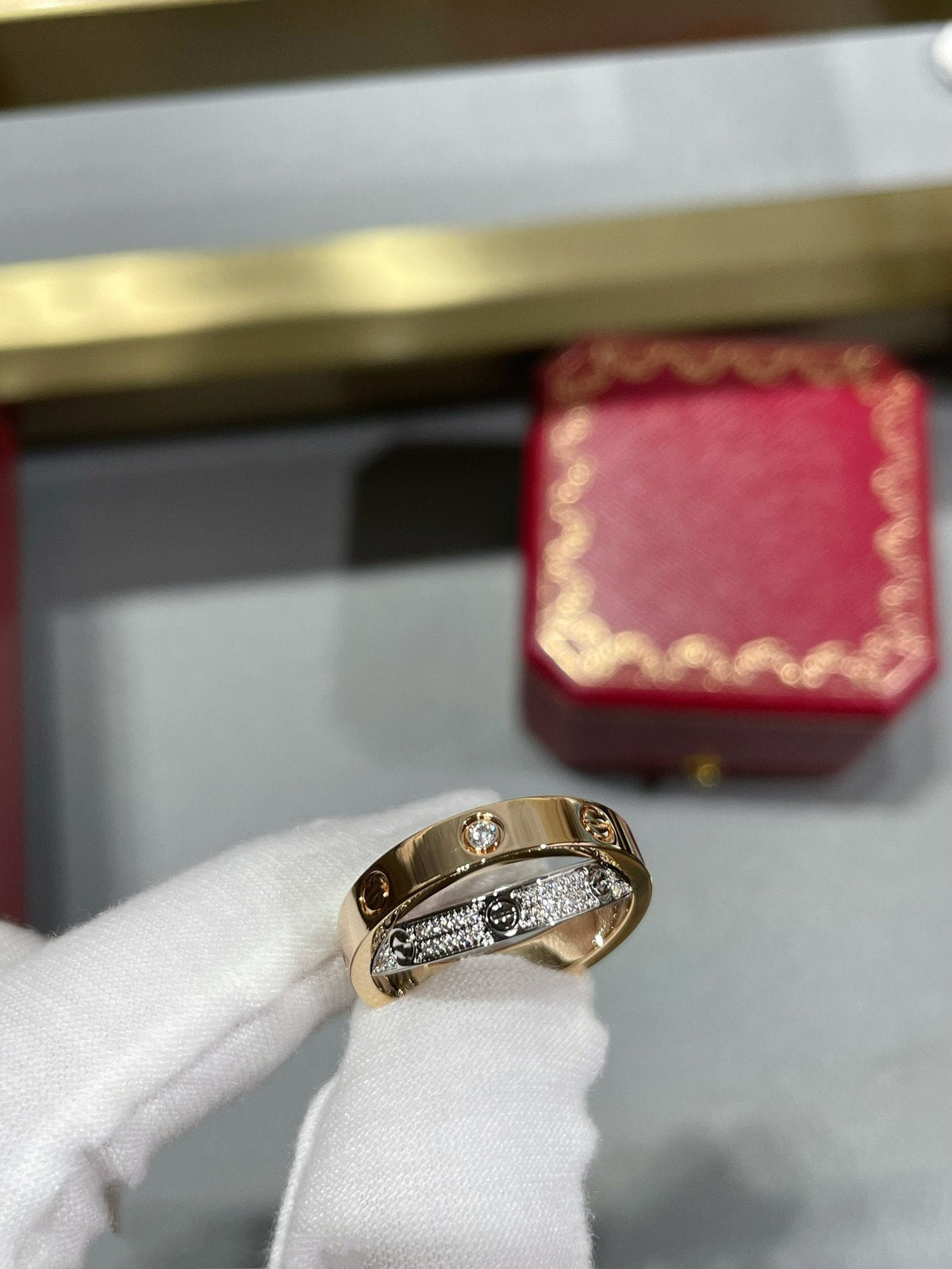 [Elowen jewelsry ]LOVE ピンクゴールド シルバー ダイヤモンド ダブルリング