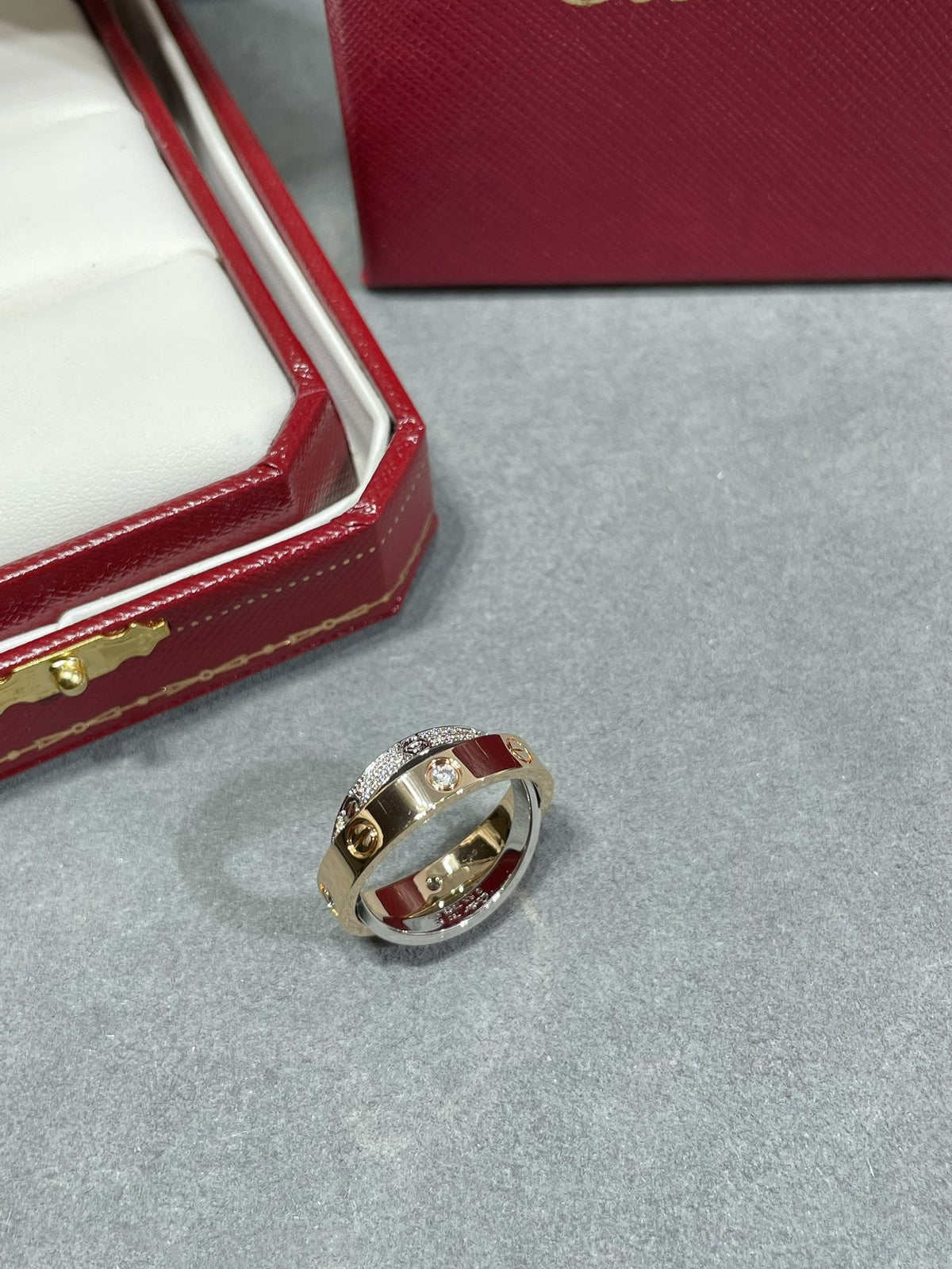 [Elowen jewelsry ]LOVE ピンクゴールド シルバー ダイヤモンド ダブルリング