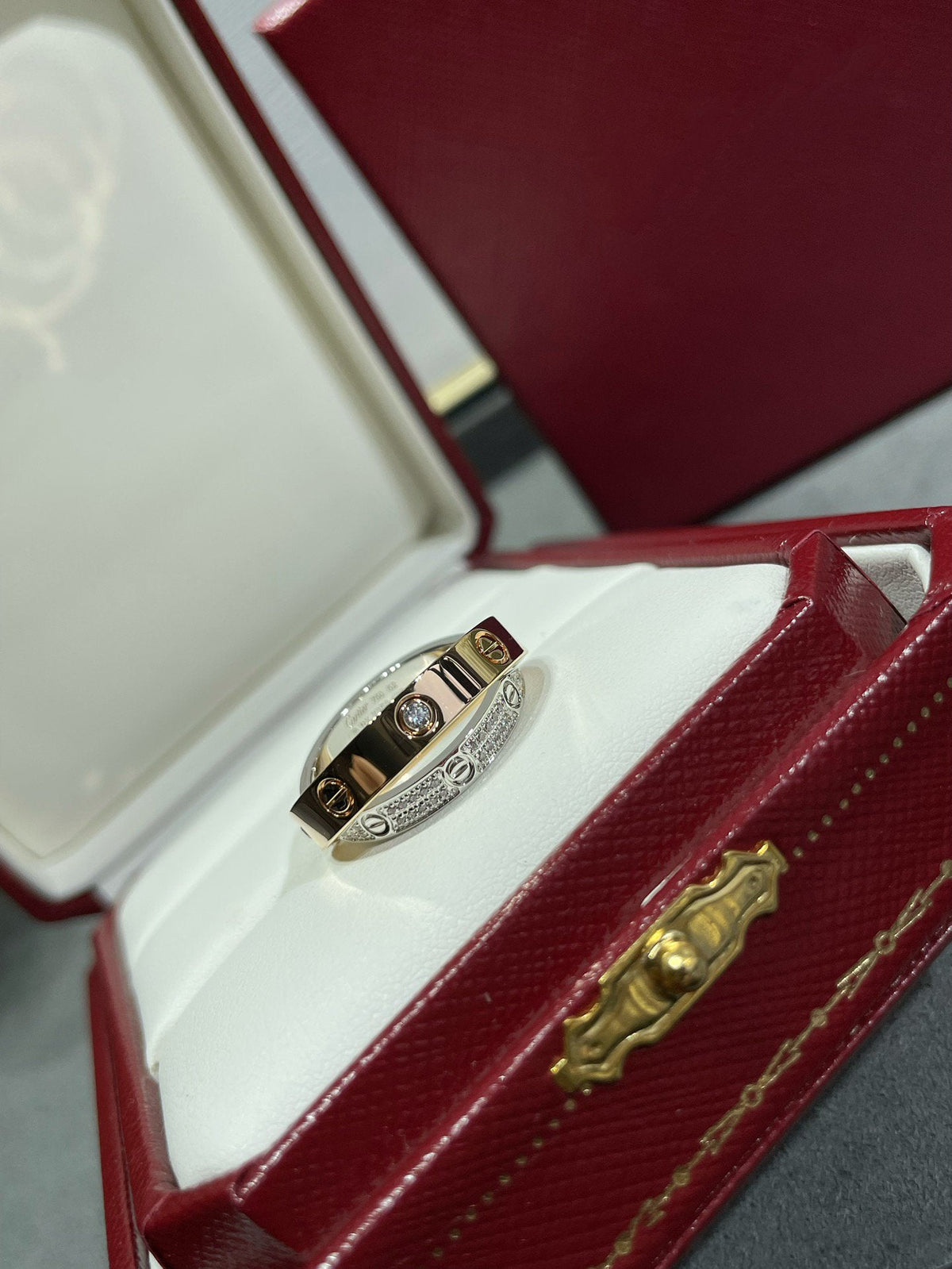 [Elowen jewelsry ]LOVE ピンクゴールド シルバー ダイヤモンド ダブルリング