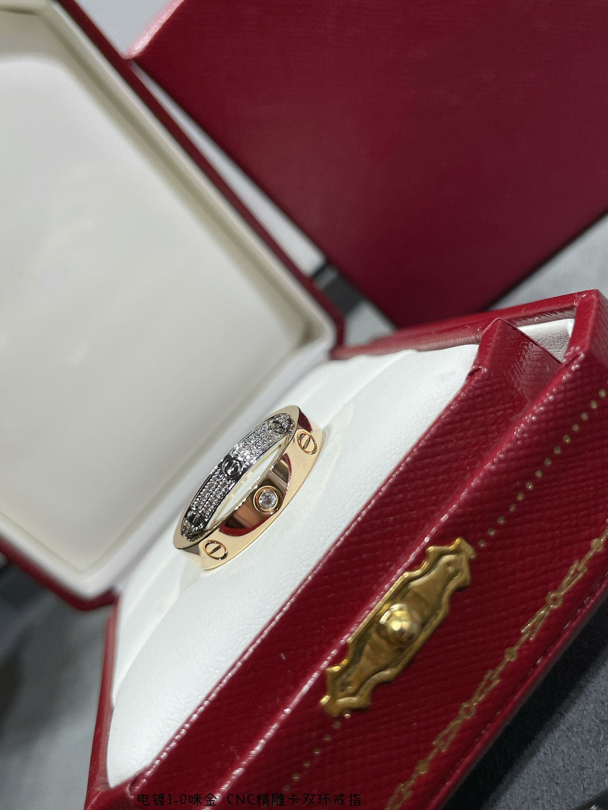 [Elowen jewelsry ]LOVE ピンクゴールド シルバー ダイヤモンド ダブルリング