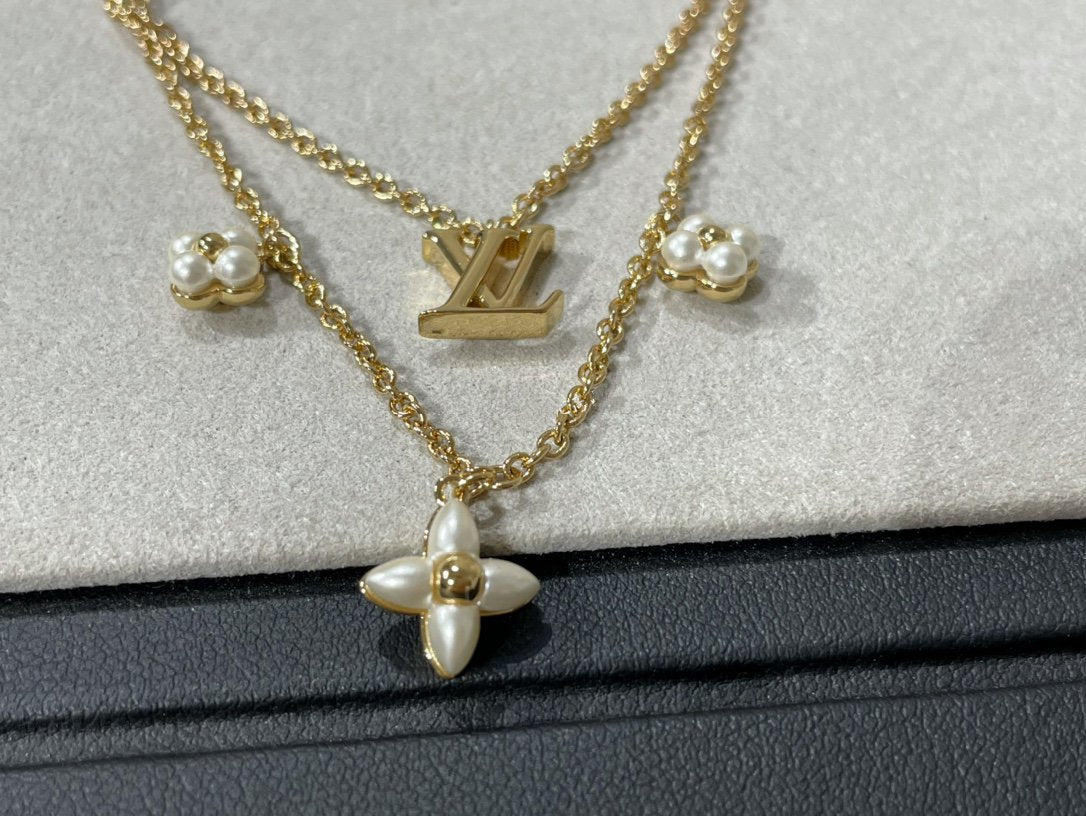 [Elowen jewelsry ]FLOWERGRAM GOLD MOP DOPPELREIHIGE HALSKETTE