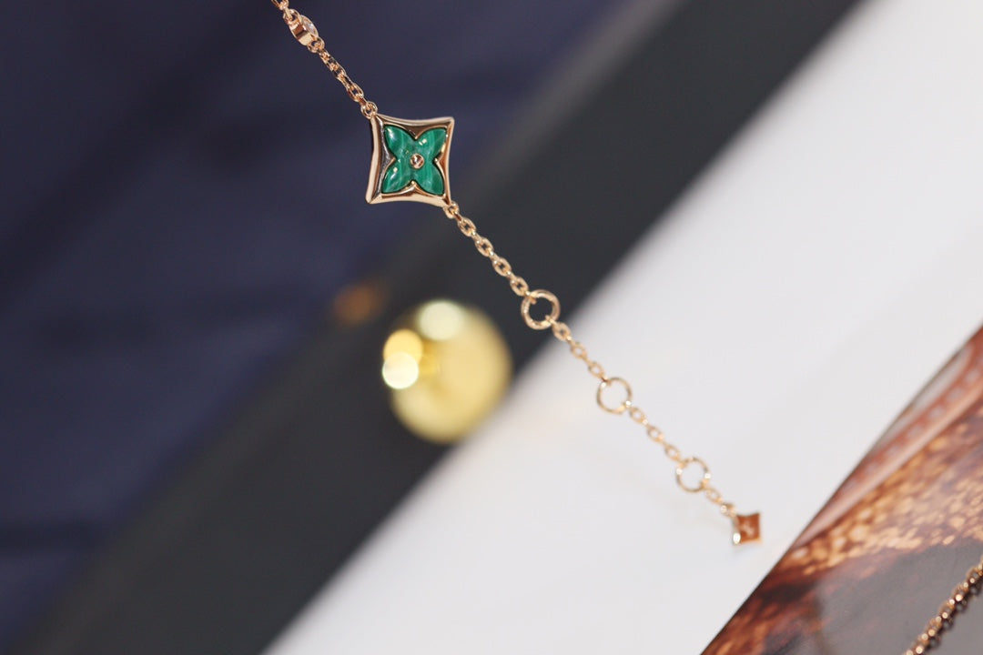 [Elowen jewelsry ]STAR AND SUN 4 MOTIF PINK GOLD MALACHITE BRACELET