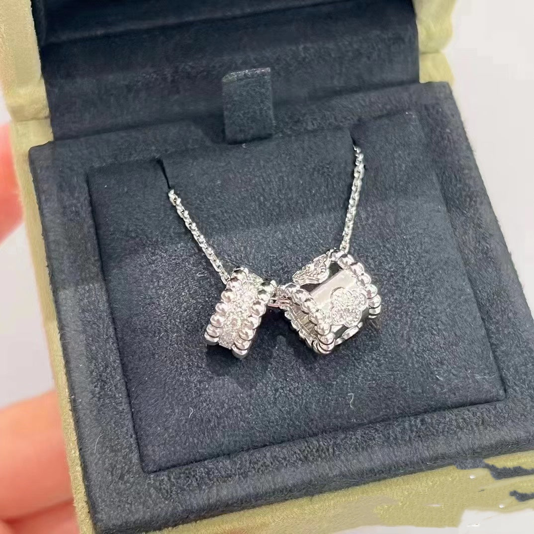 [Elowen Schmuck] PERLEE DOPPELANHÄNGER SILBER DIAMANT HALSKETTE
