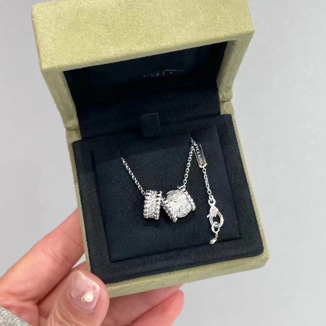 [Elowen Schmuck] PERLEE DOPPELANHÄNGER SILBER DIAMANT HALSKETTE