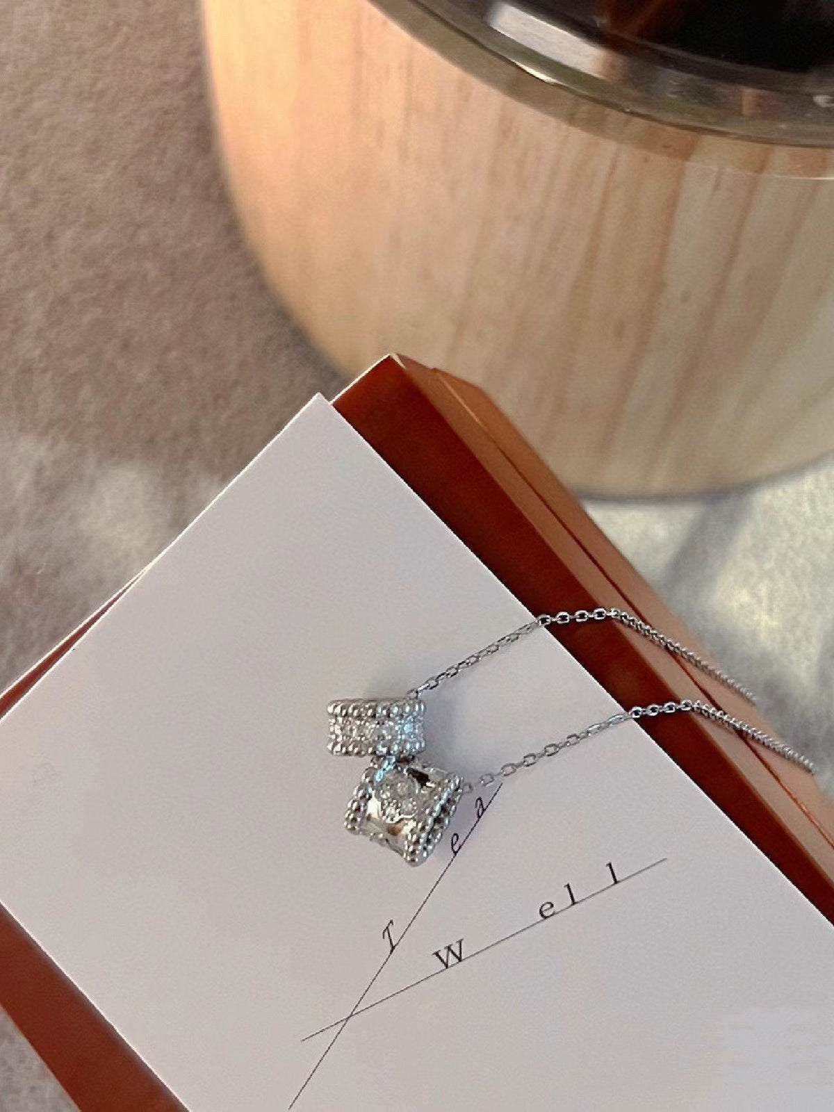 [Elowen Schmuck] PERLEE DOPPELANHÄNGER SILBER DIAMANT HALSKETTE