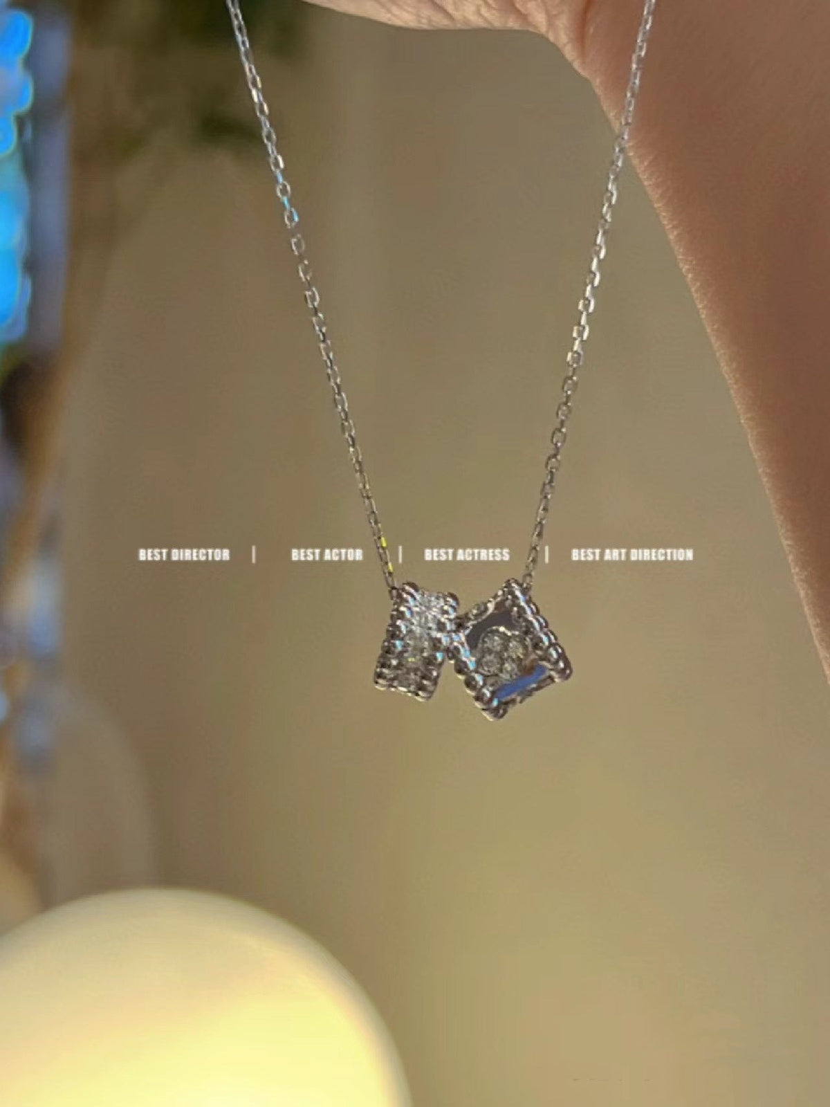 [Elowen Schmuck] PERLEE DOPPELANHÄNGER SILBER DIAMANT HALSKETTE
