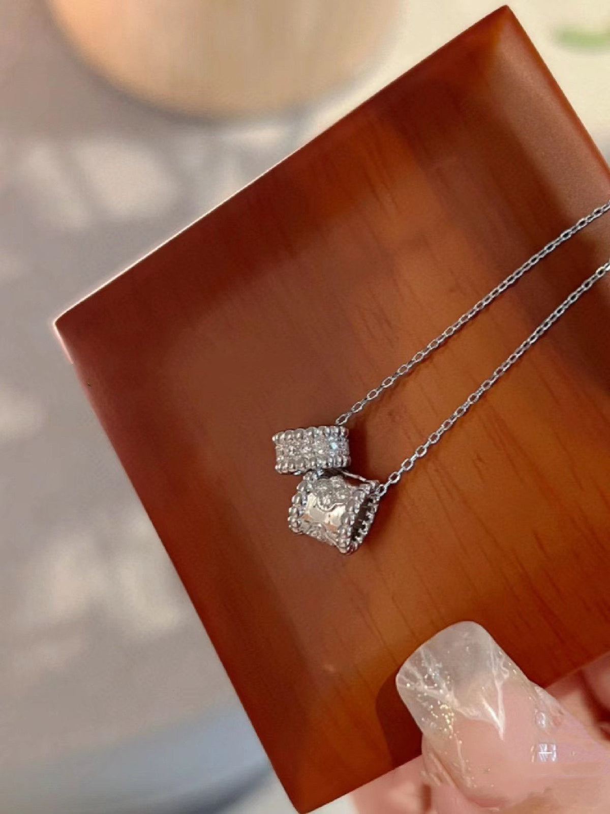 [Elowen Schmuck] PERLEE DOPPELANHÄNGER SILBER DIAMANT HALSKETTE