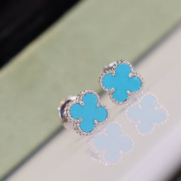 [Elowen jewelsry ]CLOVER MINI TURQUOISE SILVER STUD EARRINGS