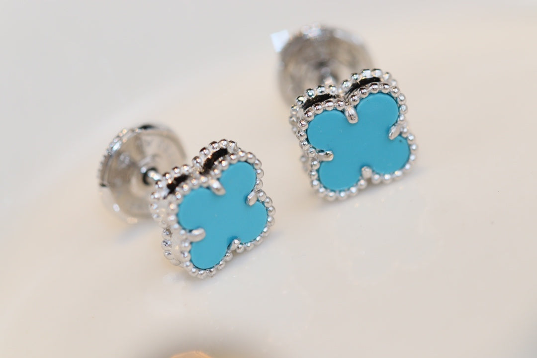 [Elowen jewelsry ]CLOVER MINI TURQUOISE SILVER STUD EARRINGS