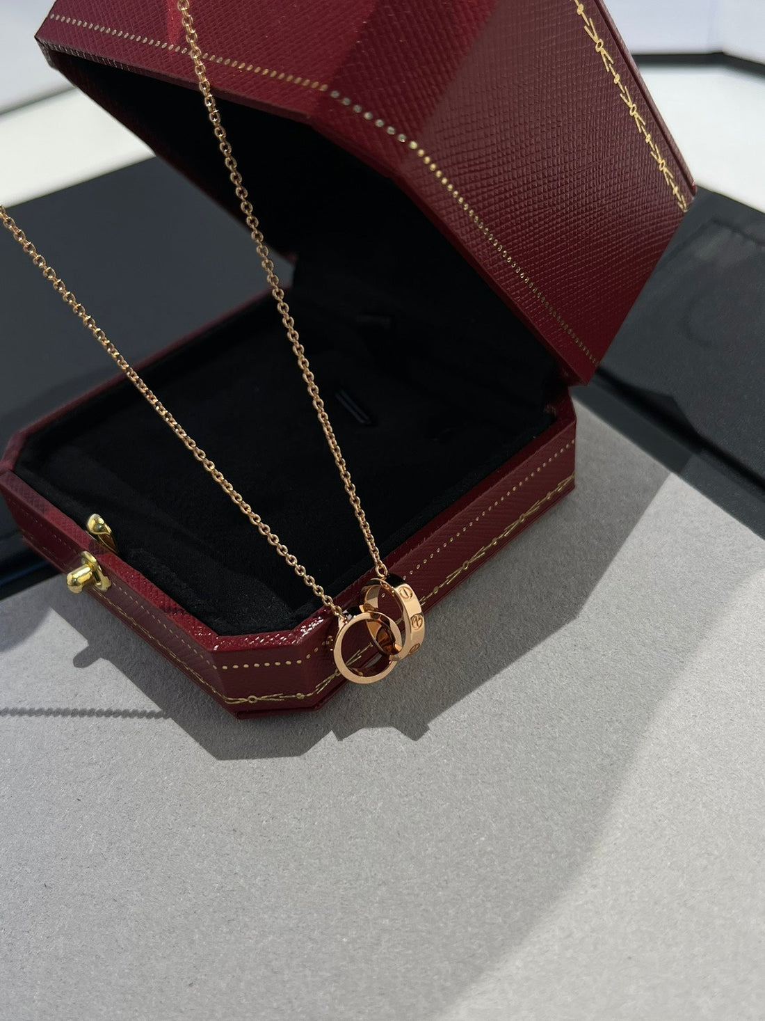 [Elowen jewelsry ]LOVE NECKLACE DOUBLE RING PINK GOLD