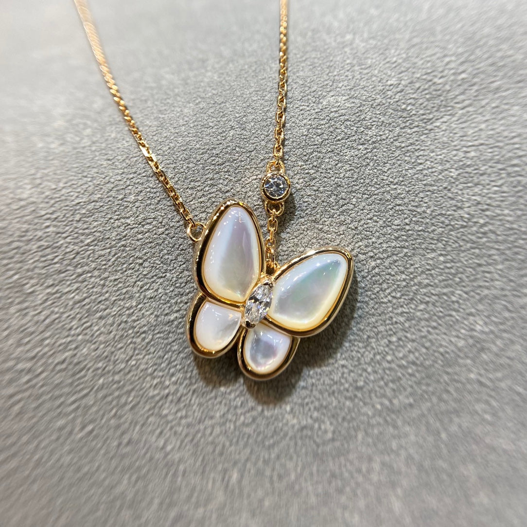 [Elowenジュエリー]蝶貝とダイヤモンドのネックレス