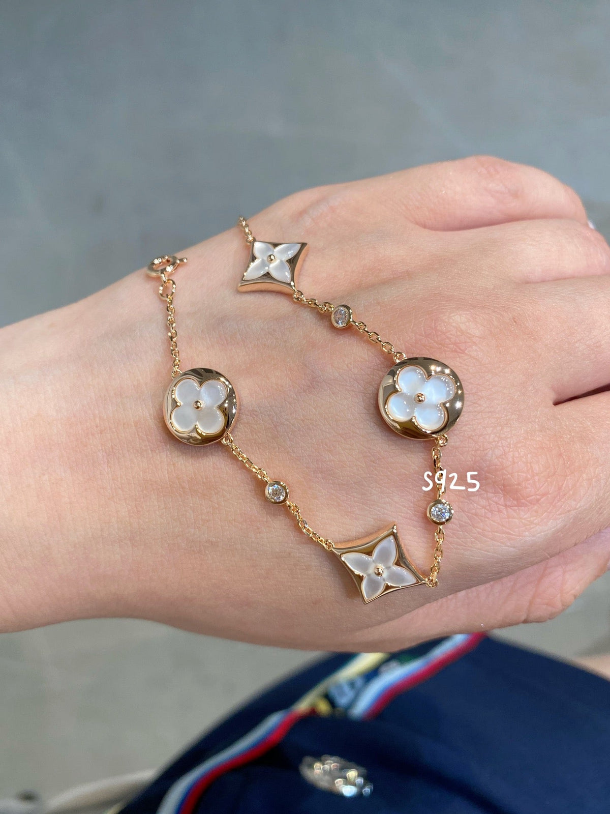 [Elowen jewelsry ]スター＆サン 4モチーフ ホワイトMOP ピンクゴールド ブレスレット