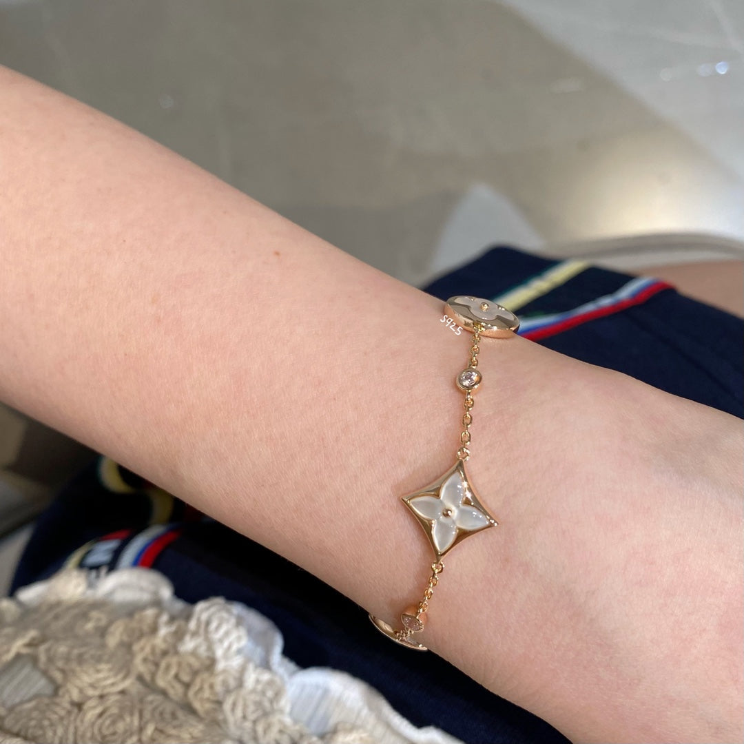 [Elowen jewelsry ]スター＆サン 4モチーフ ホワイトMOP ピンクゴールド ブレスレット