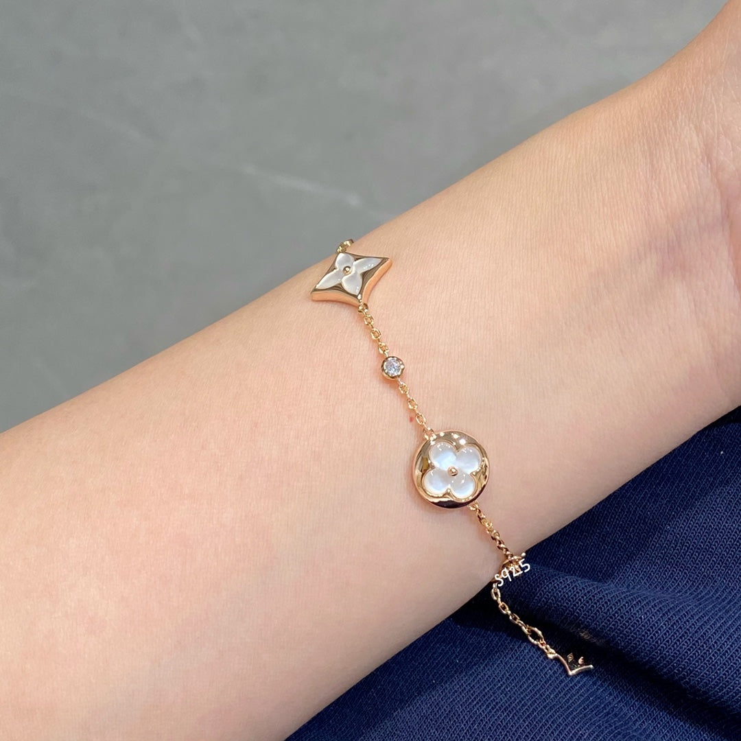 [Elowen jewelsry ]スター＆サン 4モチーフ ホワイトMOP ピンクゴールド ブレスレット