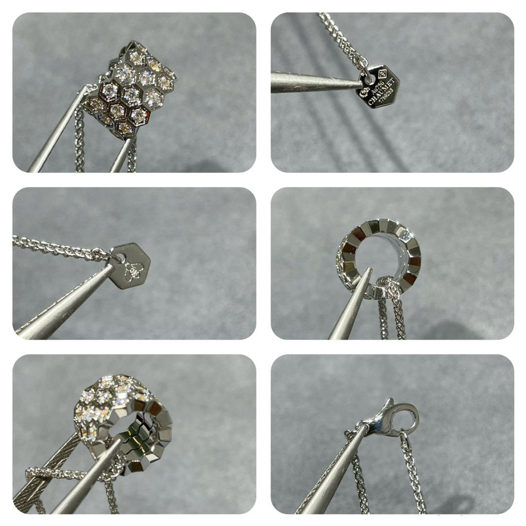 [Elowen Schmuck] BEE LOVE MIT DIAMANTEN BESETZTE 3-REIHIGE HALSKETTE