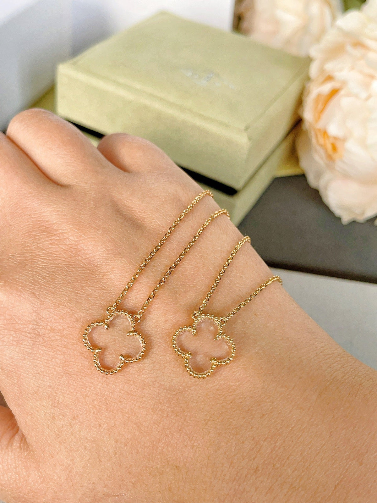 [Elowen Schmuck] KLEE-QUARZ-ROSÉGOLD-HALSKETTE