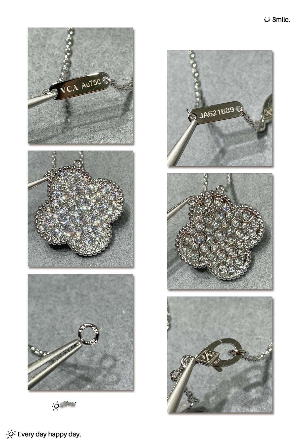 [Elowen jewelsry ]CLOVER 25MM LARGE PENDANT DIAMOND PAVED SILVER NECKLACE