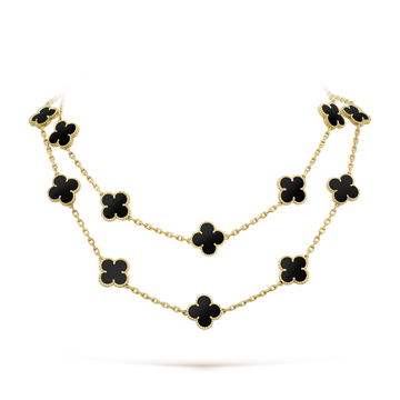 [Elowen jewelsry ]CLOVER 20 MOTIFS ONYX NECKLACE