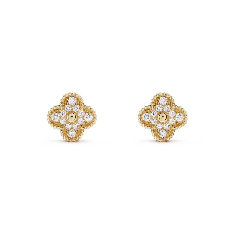 [Elowen jewelsry ]CLOVER MEDIUM 1 MOTIFS FUll DIAMOND EARRINGS