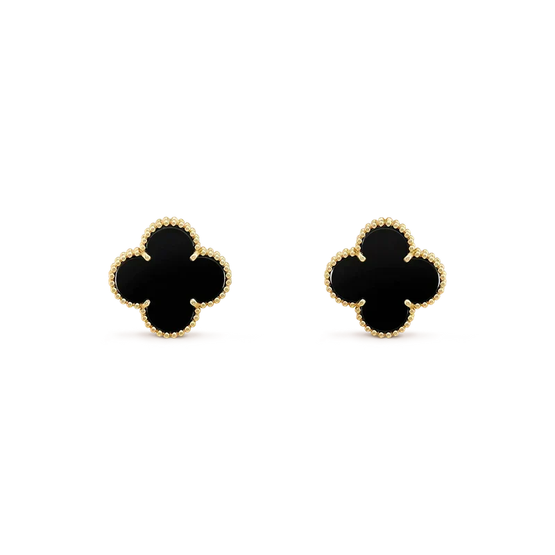 [Elowen jewelsry ]CLOVER MEDIUM 1 MOTIFS  ONYX STUD EARRINGS