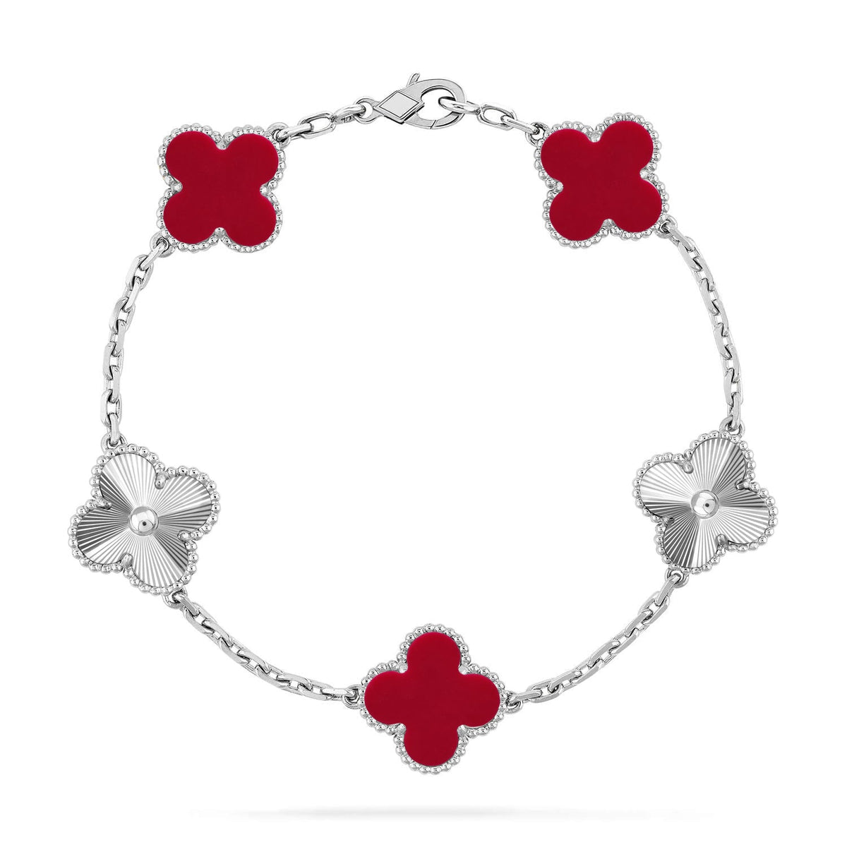 [Elowen jewelsry ] CLOVER 5 MOTIF RED CORNELIAN BRACELET COLLECTION