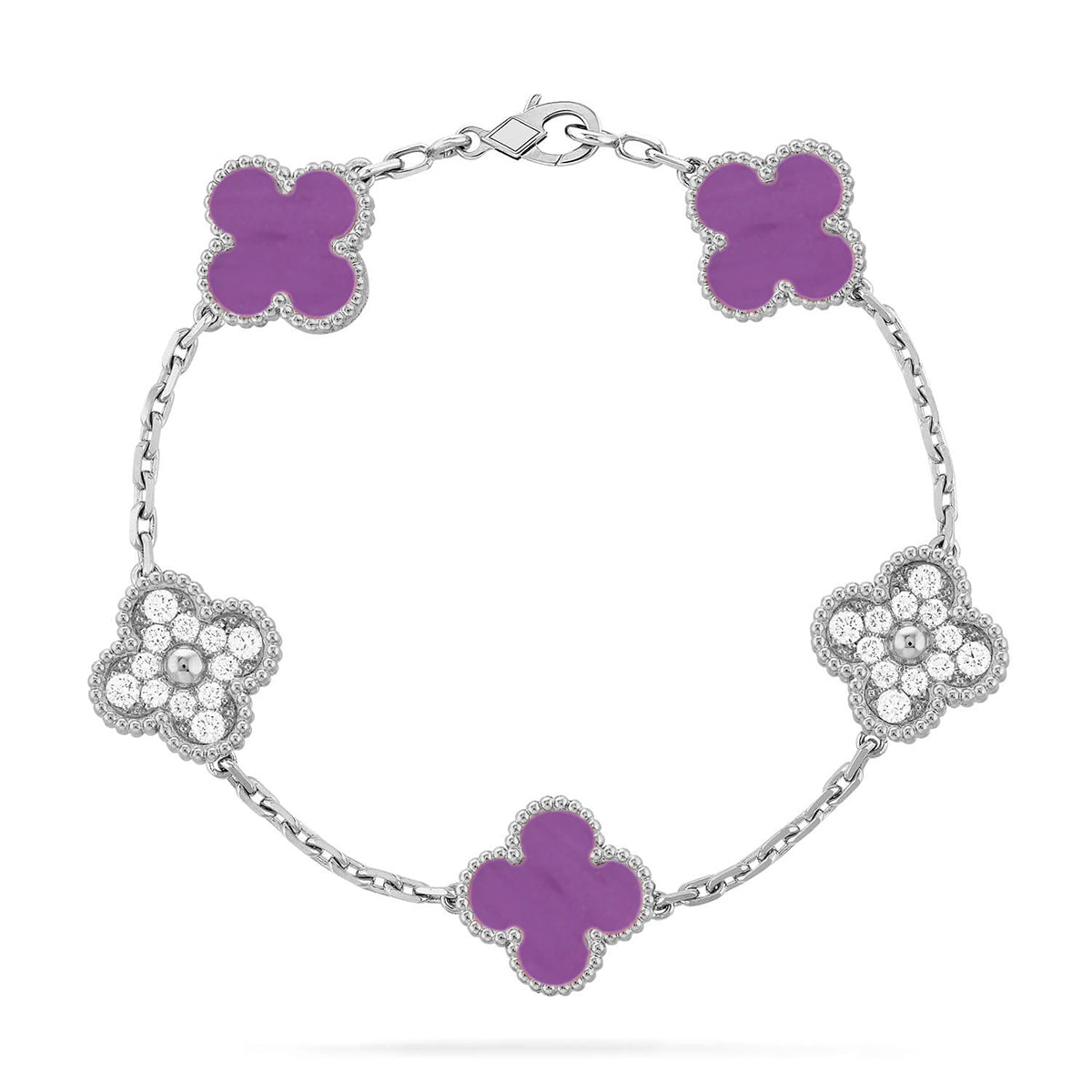 [Elowen jewelsry ] CLOVER 5 MOTIF VIOLET BRACELET COLLECTION