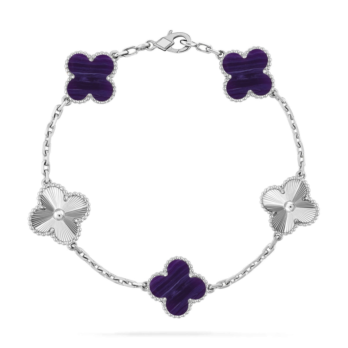 [Elowen Schmuck] CLOVER 5 MOTIF ARMBAND KOLLEKTION LILA STREIFEN
