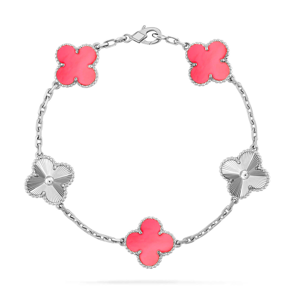 {
  "Elowen jewelsry": "Elowen ジュエリー",
  "CLOVER 5 MOTIFS  PINK MOP BRACELET COLLECTION": "クローバー 5モチーフ ピンクマザーオブパール ブレスレットコレクション"
}