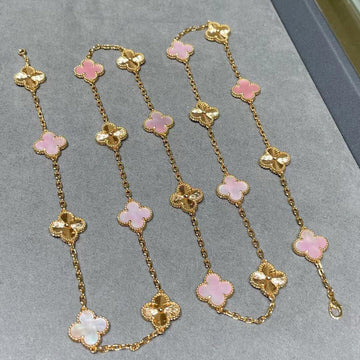 [Elowen Schmuck] CLOVER 20 MOTIVE LASER PINK PERLMUTT-HALSKETTE