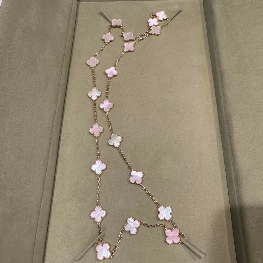 [Elowen jewelsry ]CLOVER 20 MOTIFS PINK MOP NECKLACE