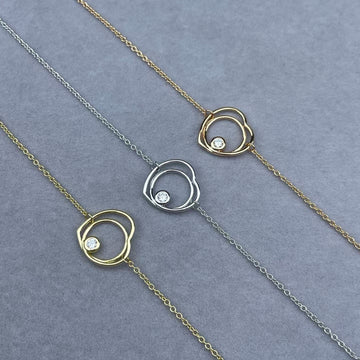 [Elowen jewelsry]ホロウハート シングルダイヤモンド ブレスレット