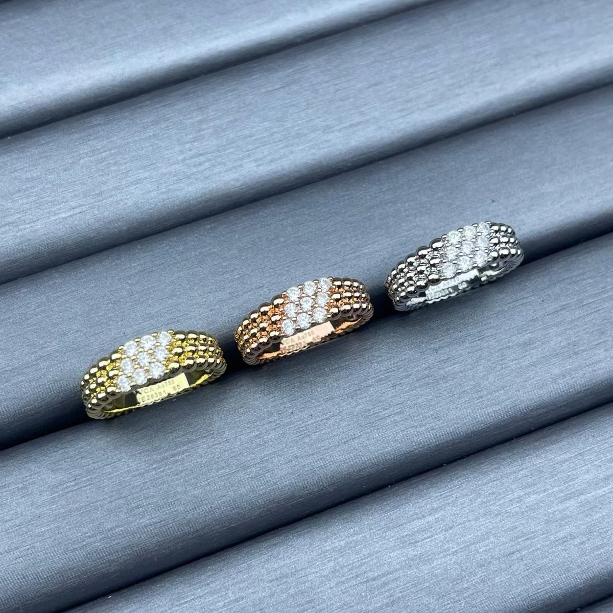 [Elowen jewelsry]NARROW BEADED RING WITH DIAMONDS