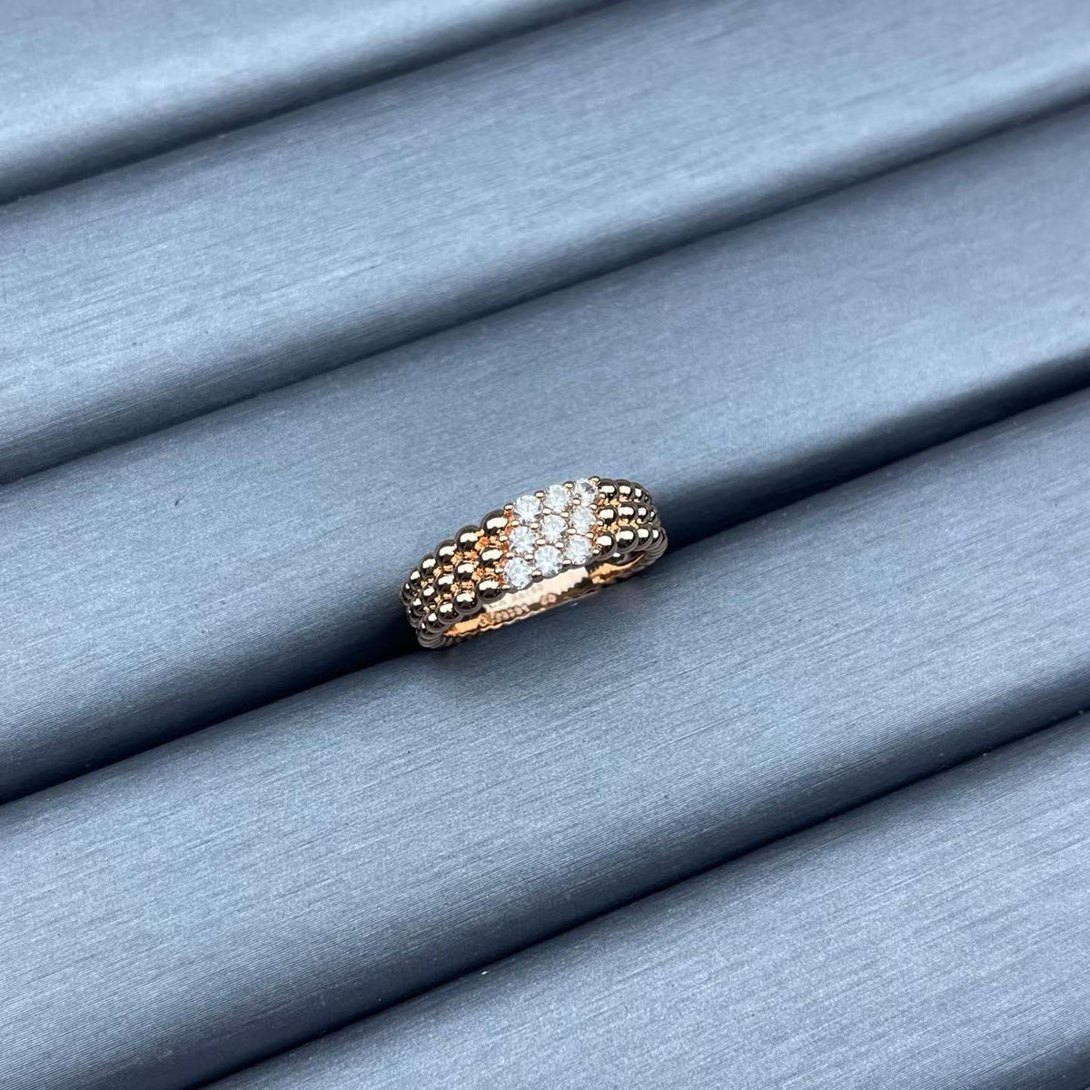 [Elowen jewelsry]NARROW BEADED RING WITH DIAMONDS