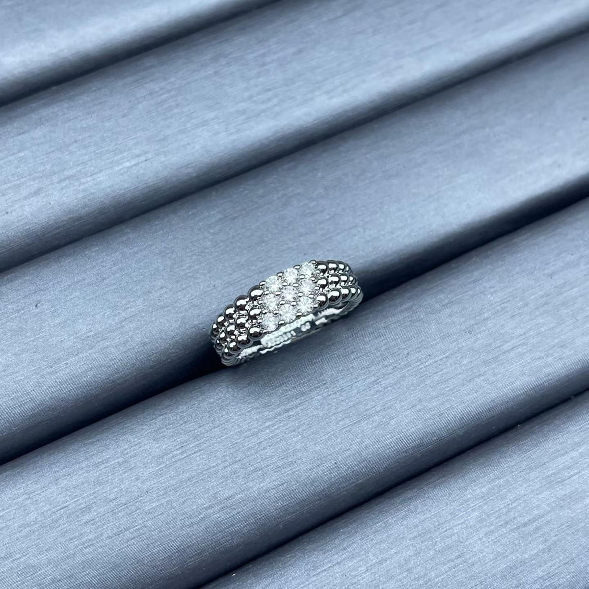 [Elowen jewelsry]NARROW BEADED RING WITH DIAMONDS