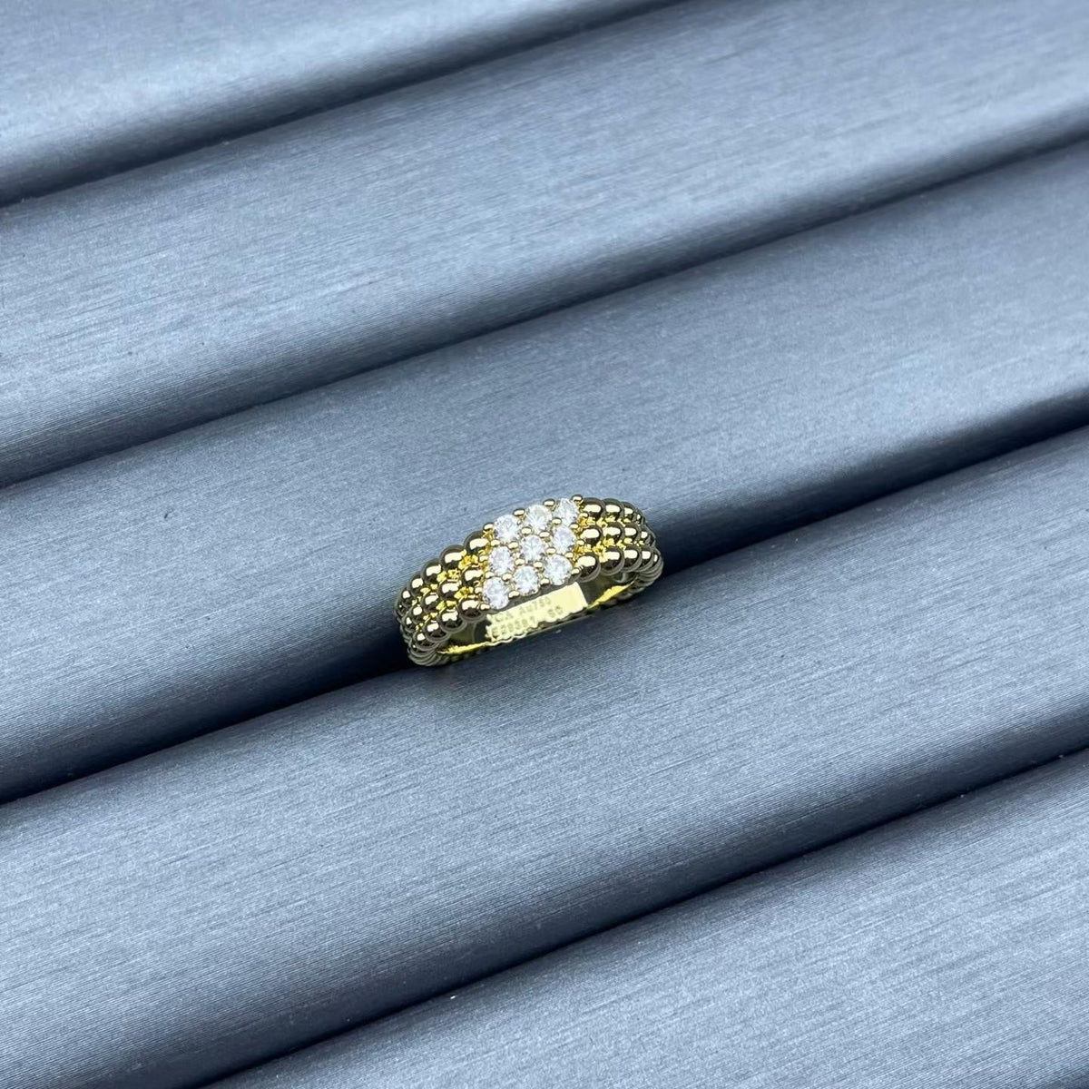 [Elowen jewelsry]NARROW BEADED RING WITH DIAMONDS