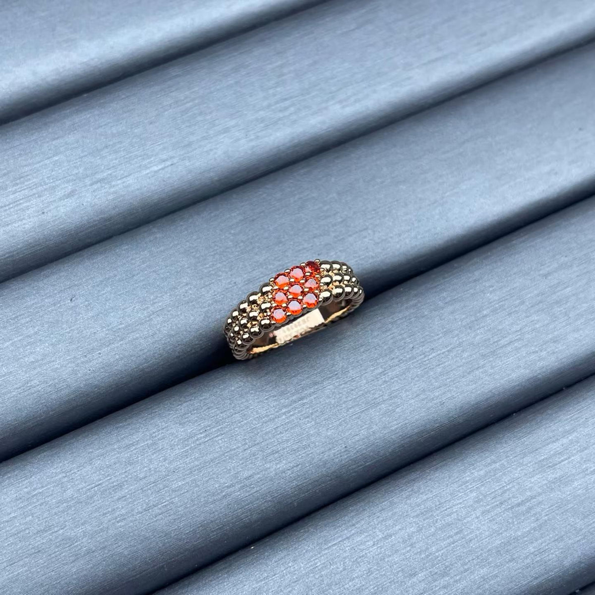 [Elowen jewelsry]NARROW BEADED RING WITH DIAMONDS