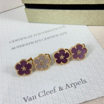 [Elowen jewelsry]NEW パープルプラム フレグランス 梅の花 ゴールド イヤリング