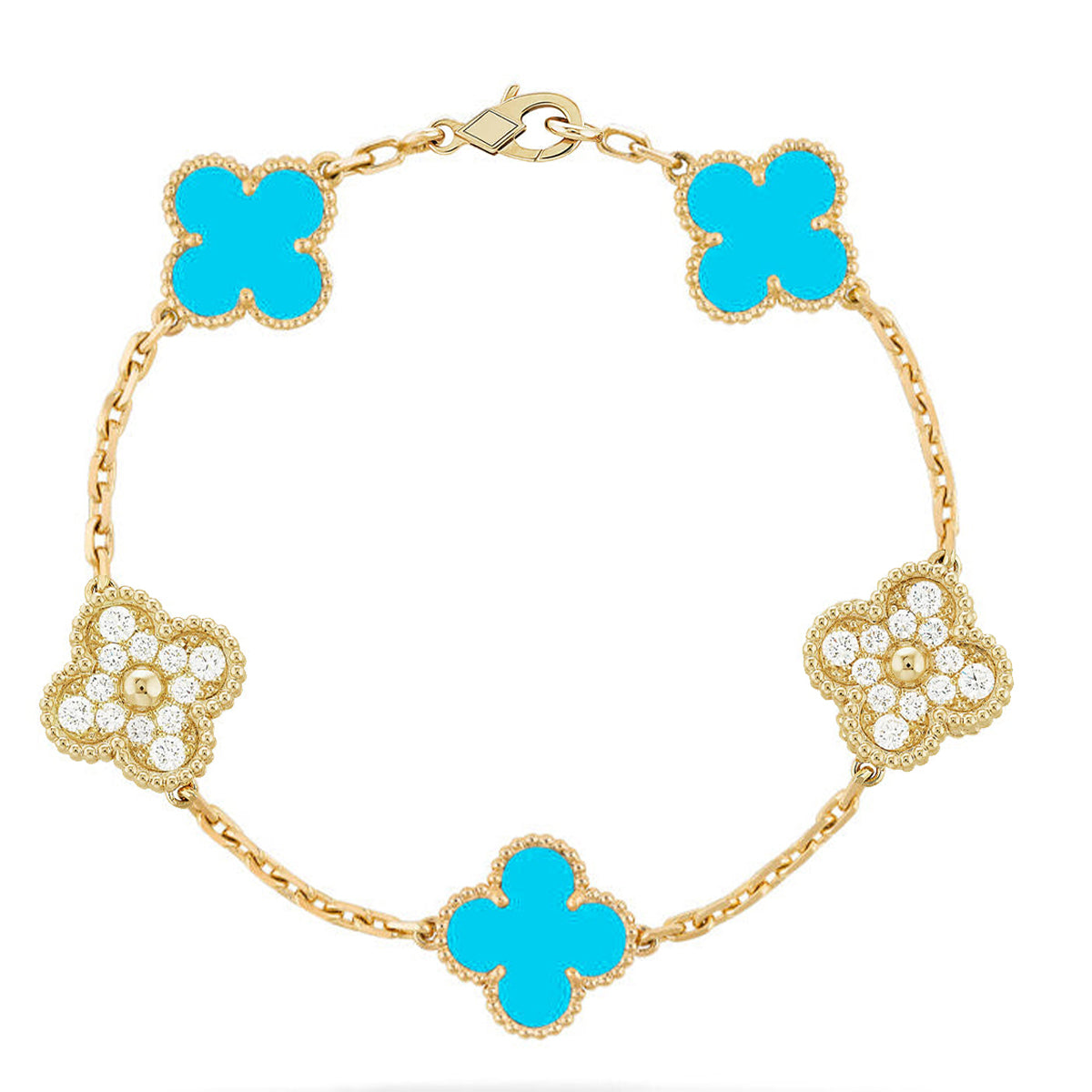 [Elowen Schmuck] CLOVER 5-MOTIV-ARMBAND KOLLEKTION TÜRKIS