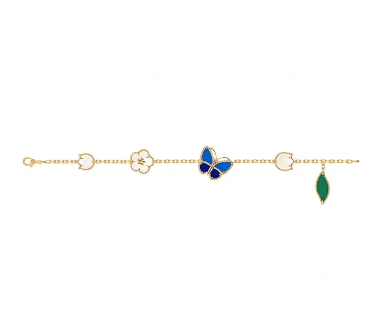 [Elowen Schmuck] LUCKY SPRING ARMBAND AUS GOLD MIT BLAUWSTEIN UND WEISSEM PERLMUTT