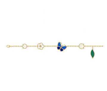 [Elowen Schmuck] LUCKY SPRING ARMBAND AUS GOLD MIT BLAUWSTEIN UND WEISSEM PERLMUTT