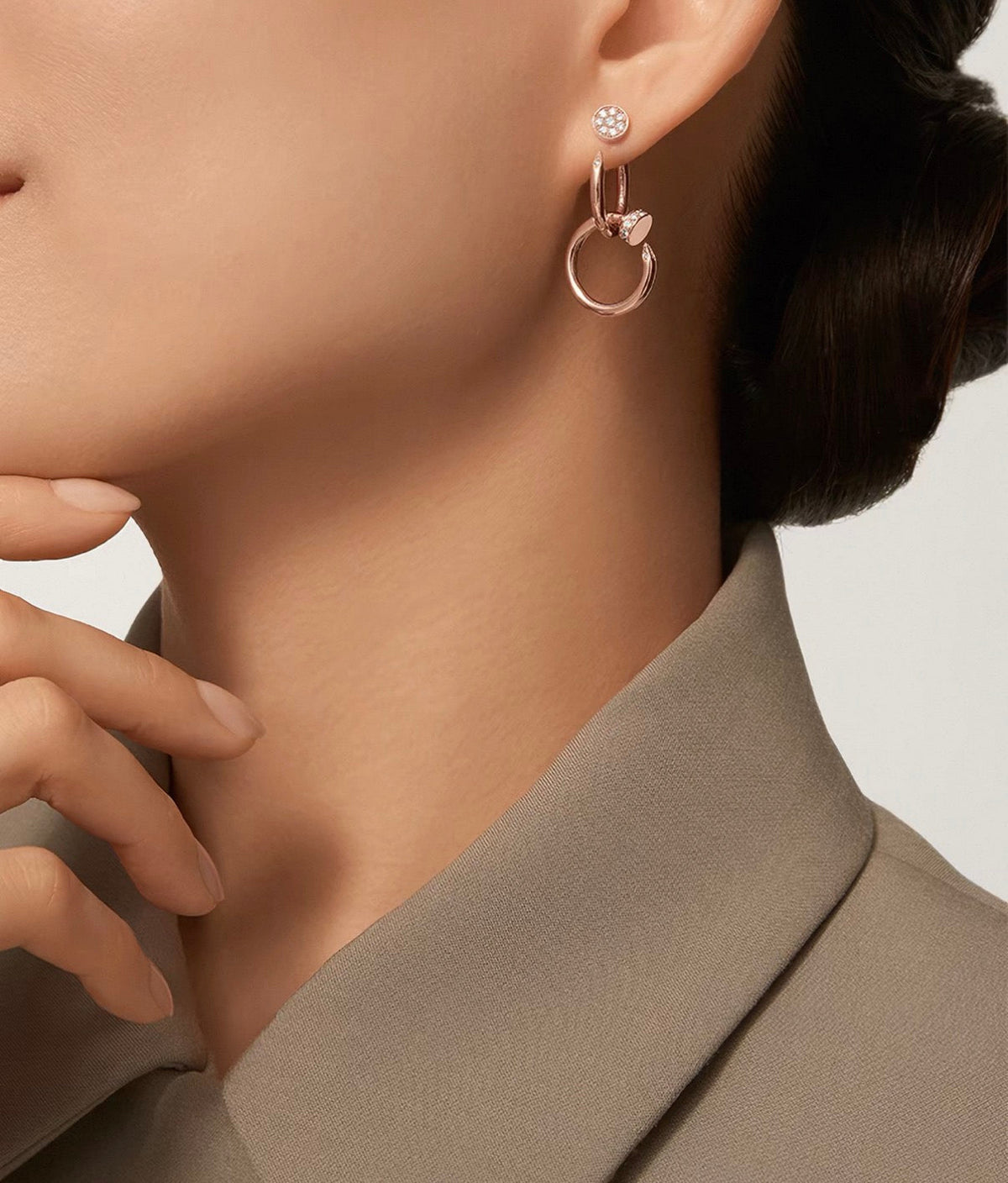 [Elowen jewelsry]ネイルコレクション ダイヤモンドセット ダブルフープピアス
