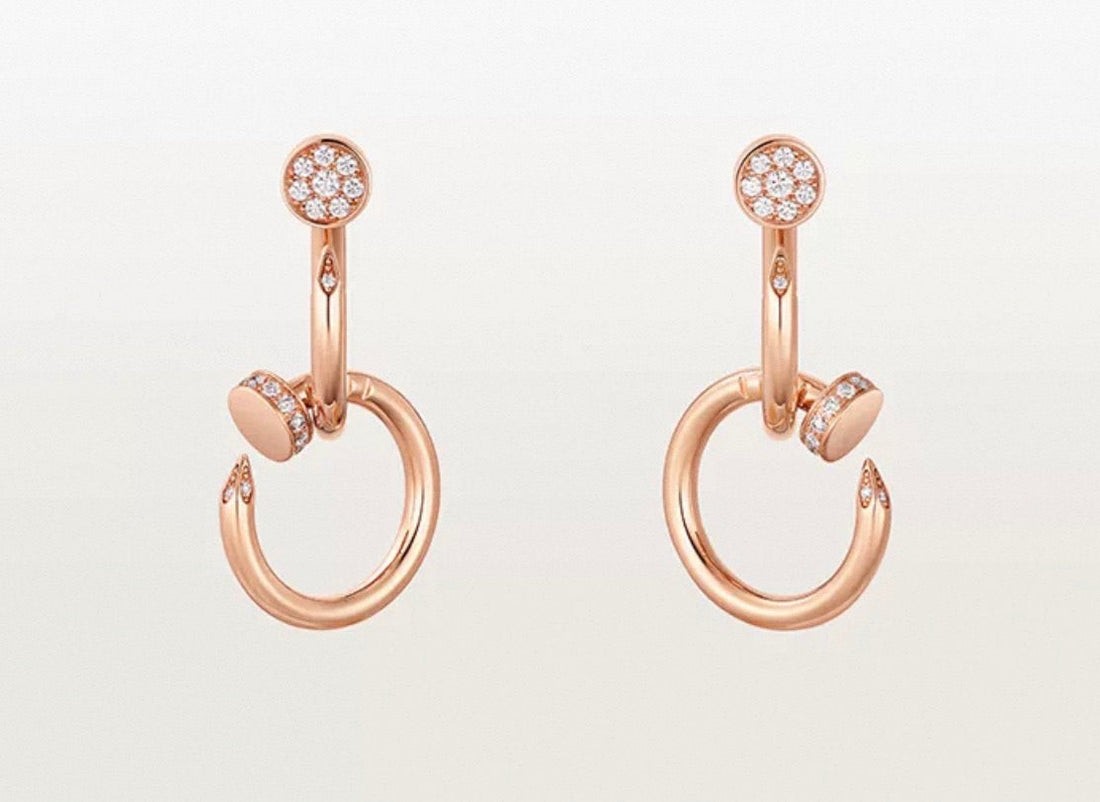[Elowen jewelsry]NAIL COLLECTION DIAMOND SET DOUBLE HOOP EARRINGS