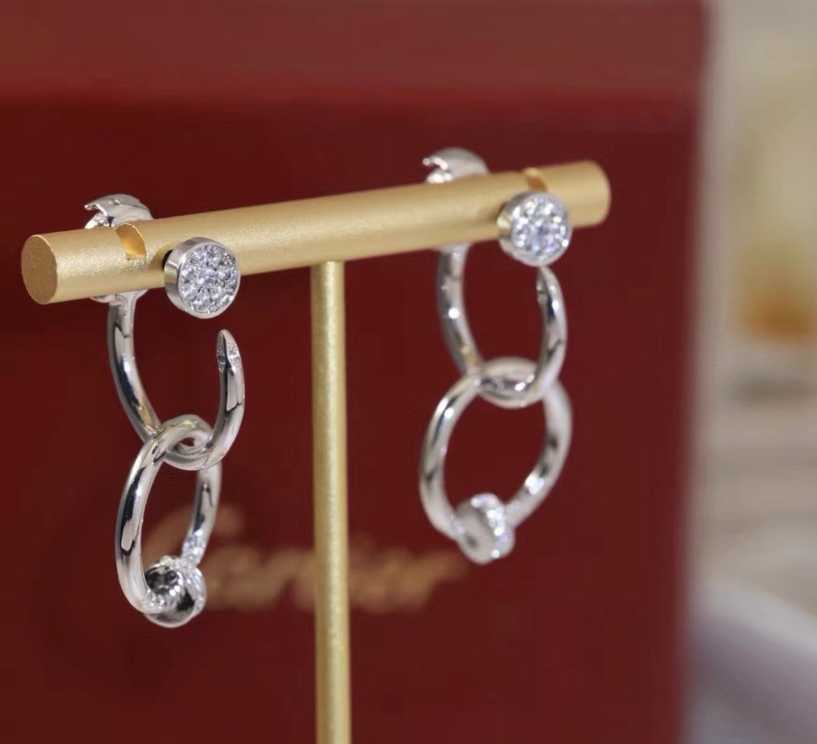 [Elowen jewelsry]ネイルコレクション ダイヤモンドセット ダブルフープピアス
