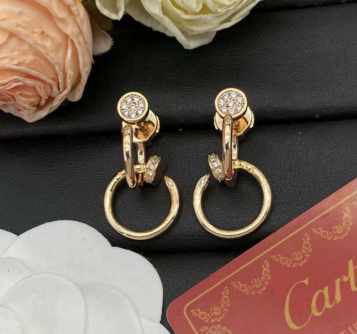 [Elowen jewelsry]ネイルコレクション ダイヤモンドセット ダブルフープピアス