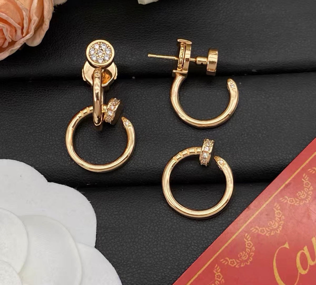 [Elowen jewelsry]ネイルコレクション ダイヤモンドセット ダブルフープピアス