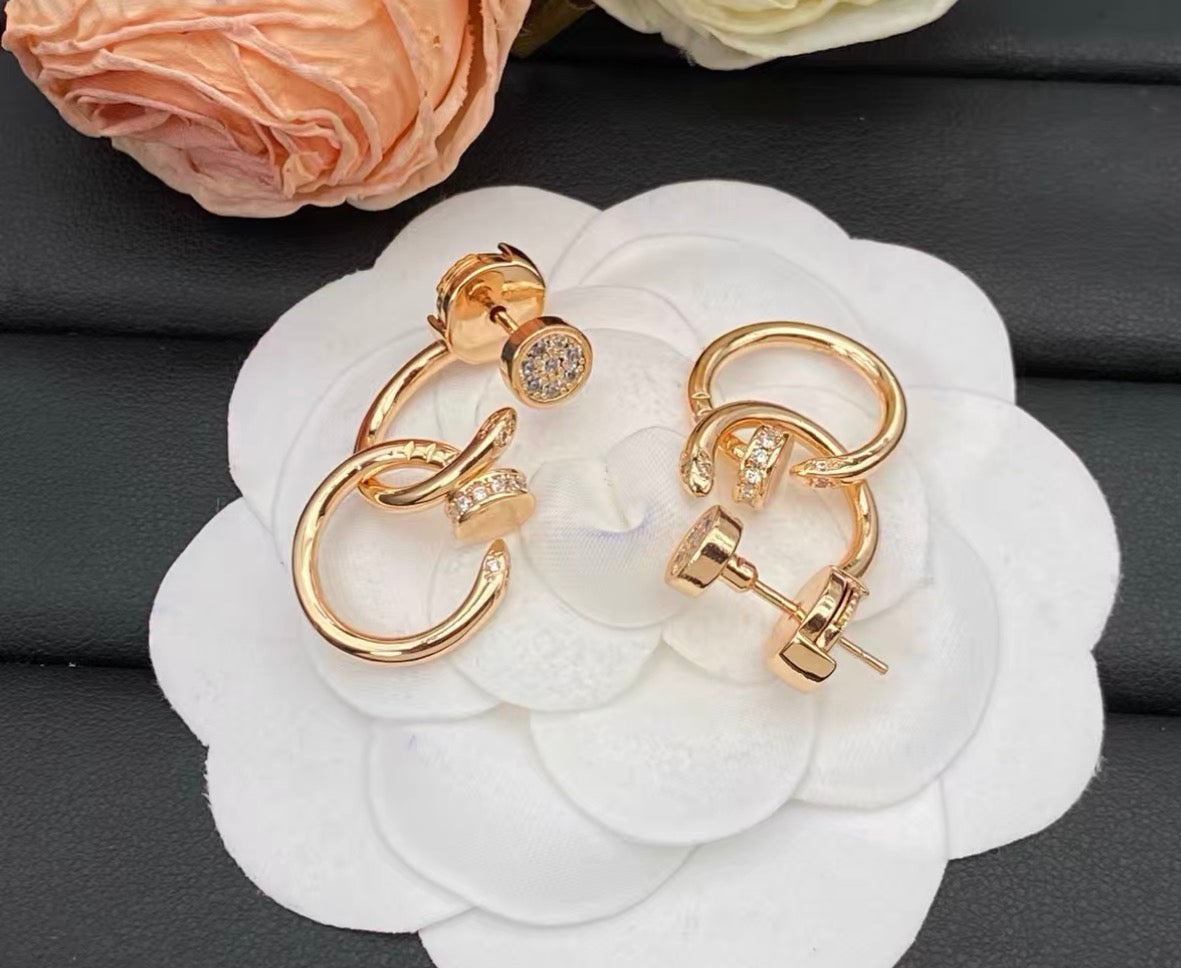 [Elowen jewelsry]ネイルコレクション ダイヤモンドセット ダブルフープピアス