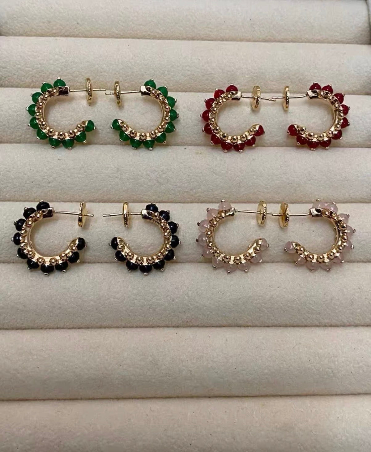[Elowen jewelsry]クラッシュ コレクション アゲート カルセドニー スタッドピアス