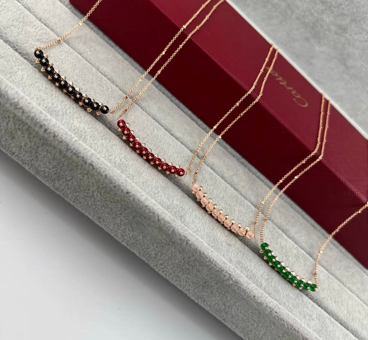 [Elowen jewelsry]クラッシュ コレクション アゲート カルセドニー スタッド ネックレス